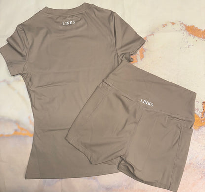 *PRE-ORDER* Taupe basic shorts co ord
