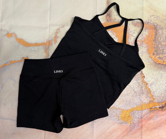 *PRE-ORDER* Black cross back 2 piece